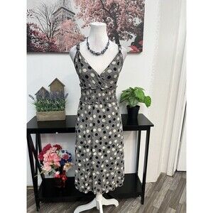 Max Studio Women’s A Line Dress Size S Sleeveless V Neck Polka Dot Pullover